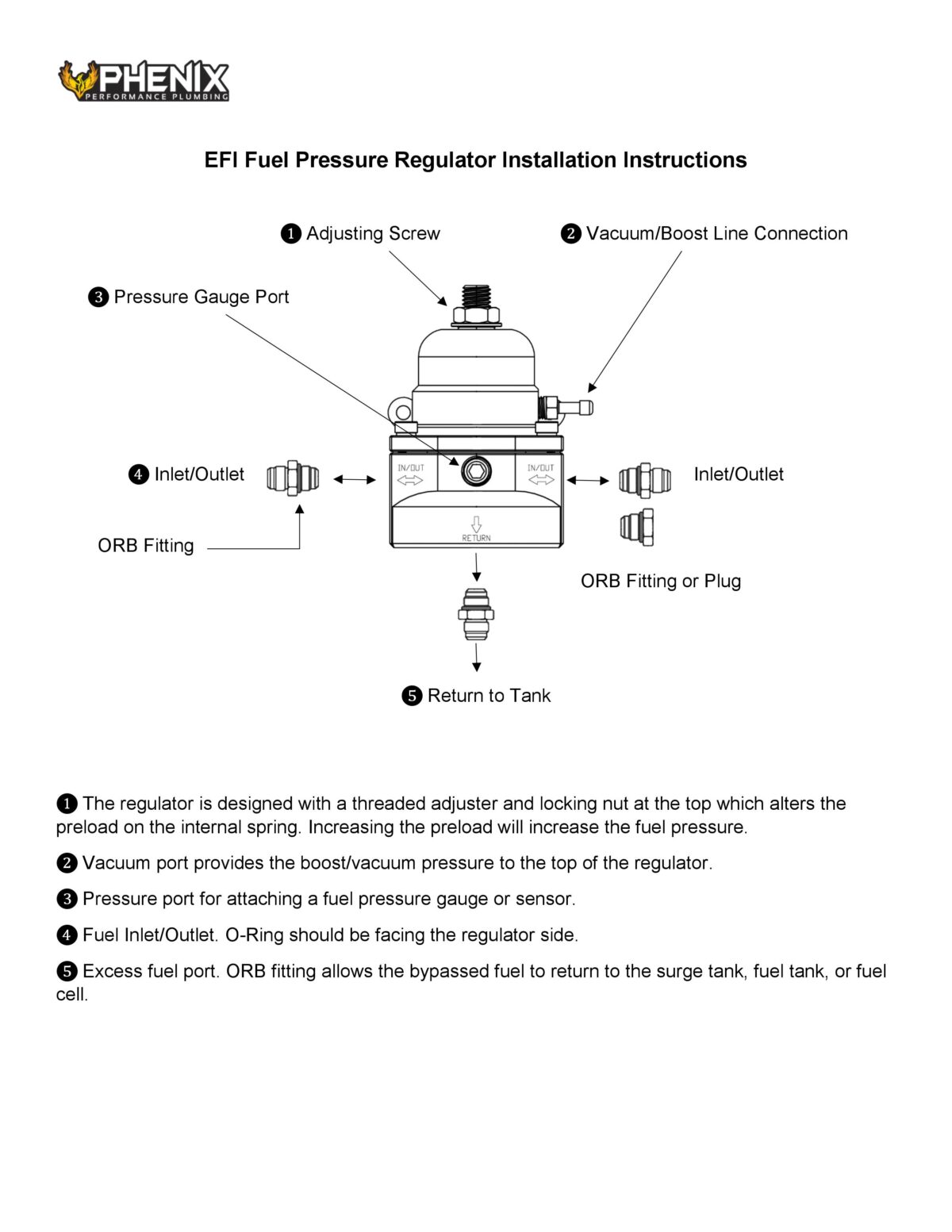 Fuel Pressure Regulator 06 EFI Phenix Industries